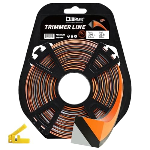 Cluparis .095-Inch Heavy Duty Trimmer Line, 1lb 292ft Professional Square Weed Eater String, 3-Component Tri-Extrusion for Extra Durability, Fits Echo Husqvarna Ryobi, with Super Line Cutter - Image 1