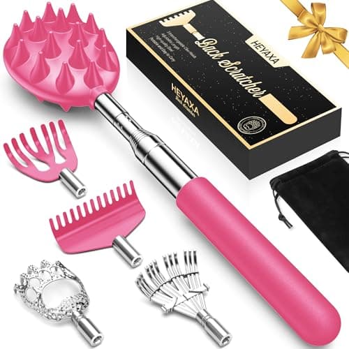 Upgraded Reinforced Telescoping Back Scratcher with 5 Detachable Heads, Larger Scratching Tips, Fathers Day Dad Gifts for Men, Women and Adults - Image 1