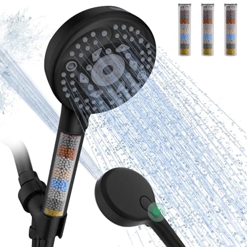 SunCleanse Filtered Shower Head with Handheld,9-Spray Setting High Pressure Detachable Shower Head with 4 Filters for Hard Water - Filter Chlorine, Improve Skin and Hair Texture(4 Filters, Chrome) - Image 1