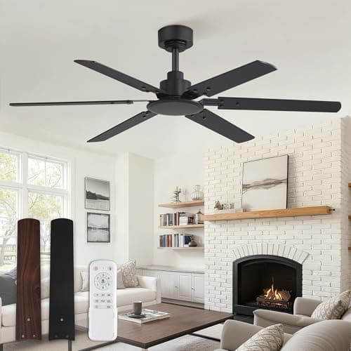 Fanbulous Ceiling Fan No Light, 48 Inch Indoor/Outdoor 6 Blades Ceiling Fan with Remote, 6-Speeds, Quiet Reversible DC Motor, Fans Without Light for Tilted Ceiling/Bedroom/Living Room/Patios - Image 1