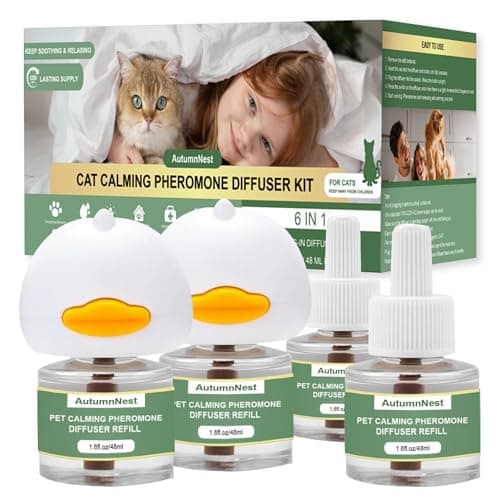Cat Calming Pheromone Diffuser Set, Pet Calming Plug-in Kit (2 Diffusers + 4 Refills), Reduces Cat Stress, Aggression, Fighting, Marking, Meowing, Travel, Vet Visit Anxiety, 120 Days, Non-Toxic, Safe - Image 1