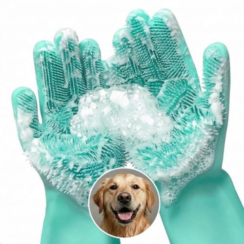 Cat & Dog Shampoo Gloves with 3000 Soft Bristles – 2-in-1 Dog Bath Gloves 11.6", Durable Silicone, Saves Shampoo | Massage, Grooming & Clean Wet or Dry – Made for Every Breed & Coat Style (Turquoise) - Image 1