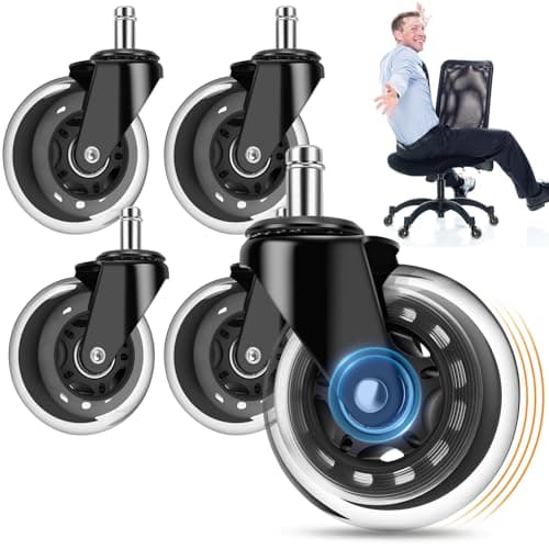 OVLLAN Office Chair Wheels, Outstanding Replacement Roller Blade Wheels for Office Gaming Desk Chairs - 3 Inch Caster Wheel Set of 5 Heady Duty Safe for Hardwood Floors and Carpet, Smooth & Quiet - Image 1