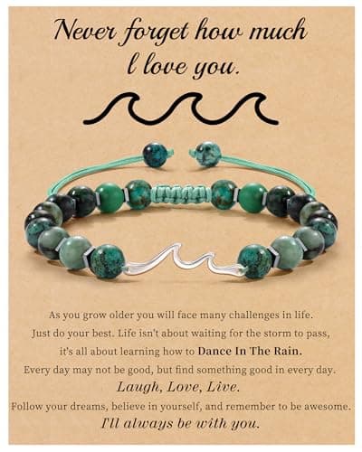 Sistble Get Well Gifts for Women, Inspirational Bracelets for Women Birthday Gifts Wave Bracelet Natural Stone Beaded Bracelet Cheer Up Spiritual Inspirational Gift - Image 1