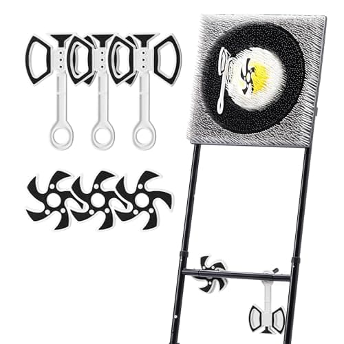 A11N SPORTS Axe Throwing Game with Steel Frame and Bristle Target, Safe Indoor Outdoor Target Game Set, Adjustable Height Yard Game with Axes & Stars for Backyard, Lawn, or Party Play (White/Yellow) - Image 1
