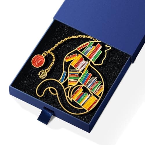 Cat Metal Bookmark with Gift Box, Cat Bookmark with Chain Pendant, Cute Bookmark for Women, Reading Enthusiasts, Book Lovers Gift