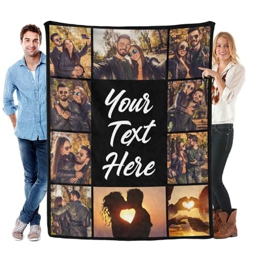 Personalized Love Gifts for Girlfriend Boyfriend Birthday Custom Blanket with Picture Text Customized Anniversary Memories Souvenir with Photos Gift for Couple Wedding Valentines Day Soft Warm - Image 1