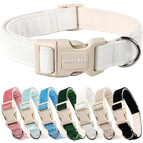 ARING PET White Dog Collar-Adjustable Small Dog Collars, Lightweight Cotton Wedding Pet Collars with Quick Release Buckle for Small Medium Large Dog - Image 1