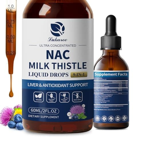 Lukaree NAC Supplement 600mg w/Milk Thistle -Liposomal NAC N-Acetyl-L-Cysteine Liquid Drops w/Selenium for Liver Detox Support, Antioxidants, Brain Wellness & Immune Support* -Ultra-Concentrated -2oz - Image 1