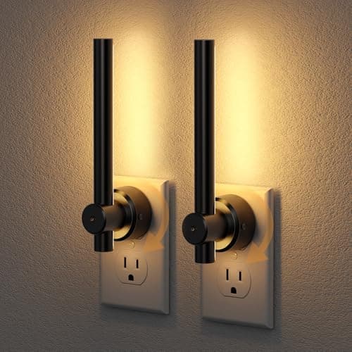 JandCase LED Night Light, Modern Night Lights Plug into Wall with Dusk to Dawn Sensor, 330° Rotatable Plug, Dimmable Night Light for Bedroom, Bathroom, Vanity, Hallway, 2 Pack - Image 1