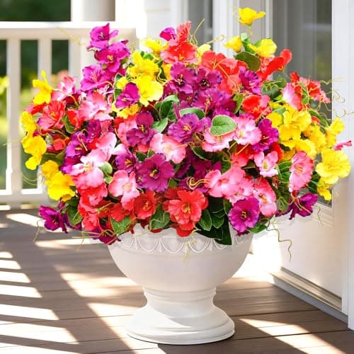 Yastouay Artificial Flowers for Outdoors UV Resistant, 6 Bundles Realistic Fake Outdoor Hibiscus Flowers Artificial Outdoor Flowers, Faux Flowers for Outdoor Planters Front Porch Patio Outdoor - Image 1