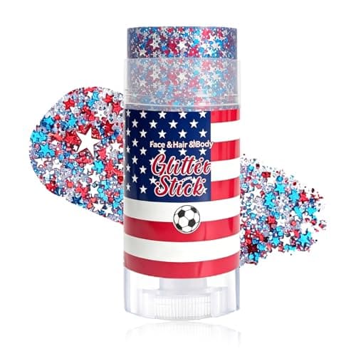 Patriotic Body Glitter Stick, Face Hair Glitter,4th of July Outfits and 250th Anniversary Accessories,Sparkling Makeup for Women,Fourth of July Red White Blue Waterproof Hair Glitter - Image 1