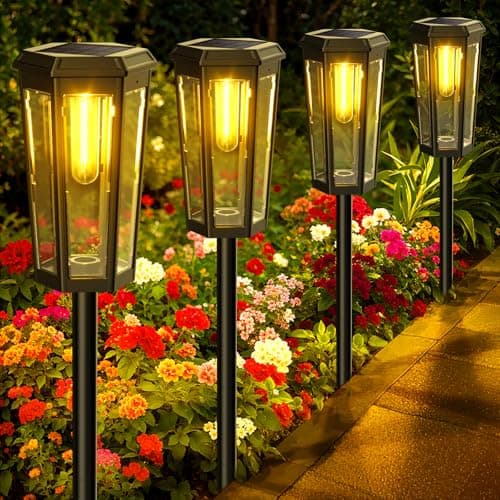 KINKAI Solar Pathway Lights Outdoor - 6 Pack Solar Garden Lights Driveway Light Landscape Lighting for Outside Walkway Patio Sidewalk Yard (Warm Light)