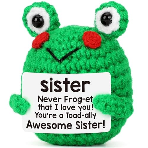 LEJIAJINW Sister Birthday Gifts, Sisters Gift from Sist-er Brother, Soul Sister' Friend Gifts for Women Girls Presents, Funny Gift for Women Teen Girls, Mini Positive Frog Crochet Animals