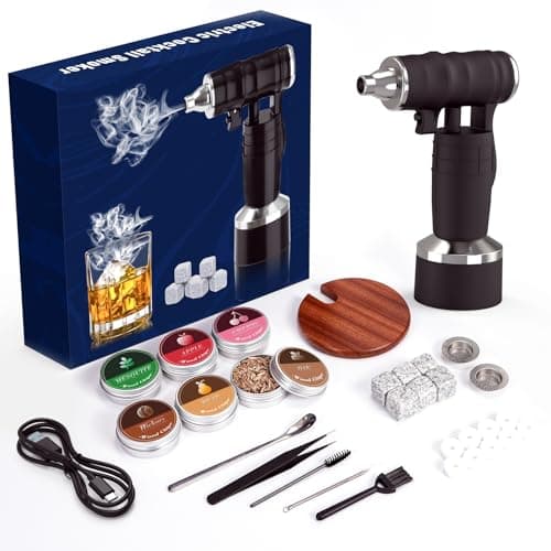 Electric Cocktail Smoker Kit - Rechargeable Whiskey Smoker Kit with Smoking Gun, Old-Fashioned Bourbon Smoker, Cold Smoker, Food Smoke Gun, Smoked Drink infuser, 6 Wood Chips,Butane Not required,Black - Image 1