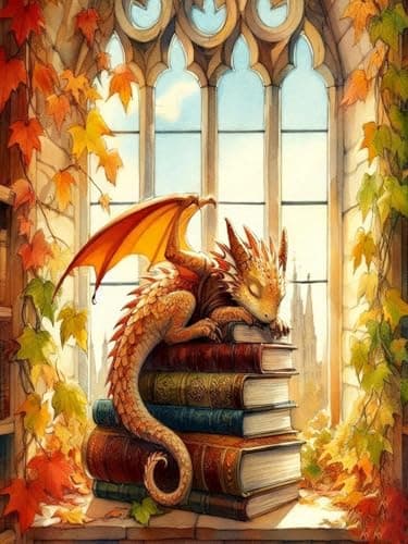 ijbnhd Dragon Diamond Art Kits for Adults, 5D DIY Autumn Maple Leaves Diamond Painting Kits for Beginners, Diamond Dots Kits Gem Arts Crafts for Home Wall Decor 12x16in