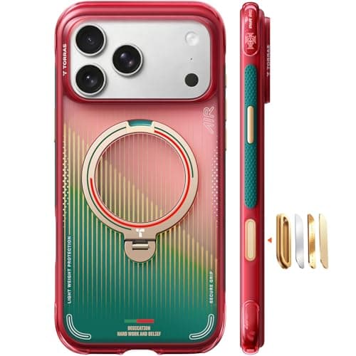TORRAS World Cup Inspired, Official Portuguese Football Federation Limited Edition, Ostand Q3 Air for iPhone 17 Pro Case, 360 Magnetic Stand, Fit for MagSafe, Mil-Grade Drop Tested, Glory Slash - Image 1