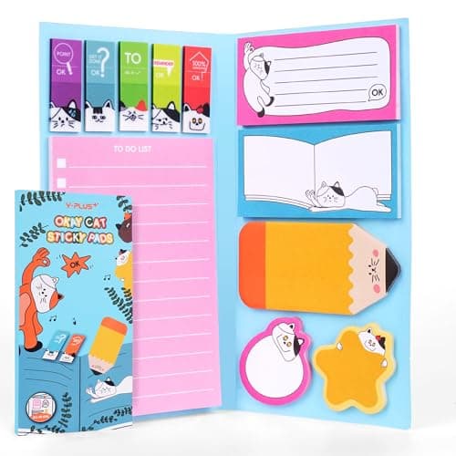 YPLUS Cat Sticky Notes Set, 440pcs Cute Planner Self-Stick Note Pads with Lined to Do List, Divider Tabs and Shaped Memos, Funny Office School Supplies, Gifts for Cat Lovers - Image 1