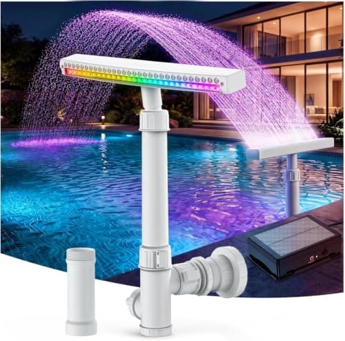 JEMULICE Solar Pool Fountain with Lights for Above Ground Pools, Pool Fountain Waterfall Pump with 6 Nozzle, Solar Pool Fountain for Inground Pools with 8 Color LED Lights - Image 1