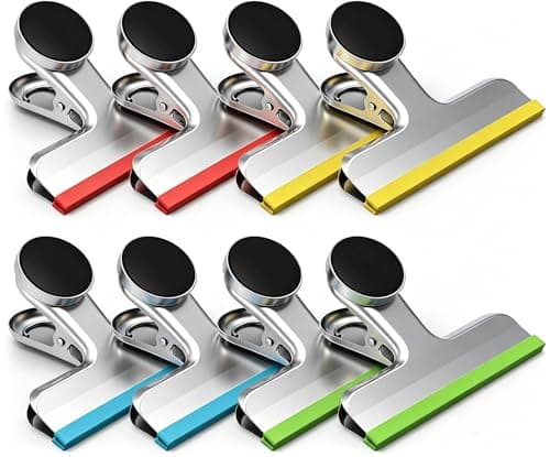 HOUSE AGAIN 8 Pack Chip Clips Bag Clips, Magnetic Bag Clip Covered with Silicone, Chip and Bag Clips for Food Storage Heavy Duty, Stainless Steel Food Clip for Snack, Kitchen, Refrigerator,Office - Image 1