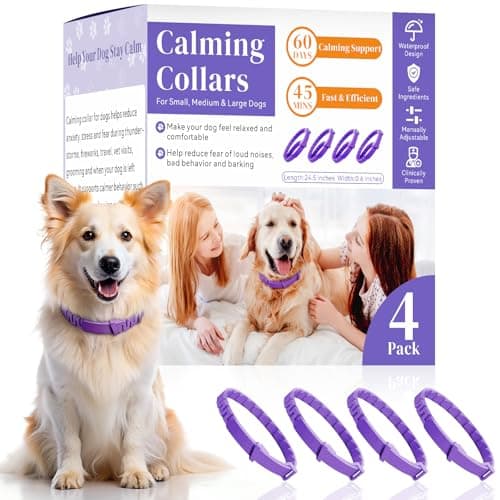 Calming Collar for Dogs 4 Pack, Purple Dog Calming Collar for Anxiety & Stress Relief, Pheromone Dog Collar for Small Medium Large Dogs, 240 Days Protection Each - Image 1