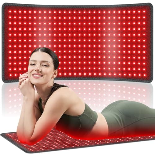 Red Light Therapy Pad for Body 406 LEDs 660nm & 850nm, 60W Foldable Near Infrared Light Mat with 5 Level Heating Mode, Smart Temp & Timer, Back, Waist, Shoulder Muscle & Pain Relief