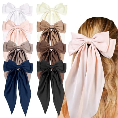 Hair Ribbon Clips with Long Tails - 8 PCS Cute Vintage Accessories for Women and Girls - Image 1