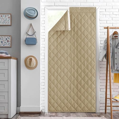NICETOWN Thermal Insulated Door Curtain Winter Doorway Cover, Energy Saving Draft Blocker with 3 Hanging Ways for Living Room, Garage, Patio Door, 40" W x 82" L, Taupe, 1 Panel - Image 1