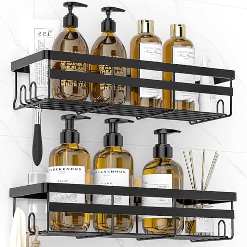 WOWBOX Shower Caddies 2 Pack - Adhesive Hanging Shower Shelf - Bathroom Organizers and Storage, No Drilling Stainless Shower Shelves for Home Decor, Bathroom Accessories - Image 1
