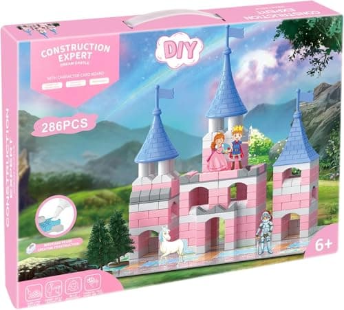 286 PCS Princess Castle Building Kit for Girls 6-12, Mini Brick DIY Craft Castle Playset, STEM Construction Toy, Pink Fantasy Castle Building Set, Creative Alternative to Popular Building Block Sets - Image 1
