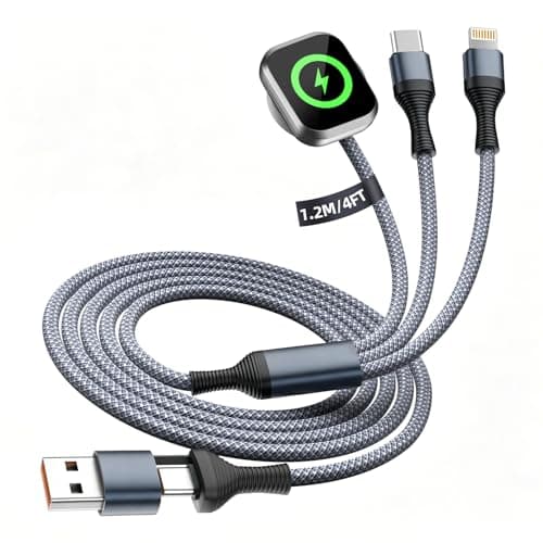 Cruise Essentials 2026, 3 in 2 Multi Charging Cable for iPhone Watch Charger/iPhone 17/IP, iWatch Charger, Travel Camping Essentials Compatible with iWatch 11-2/Ultra/iPhone 17-8,Car (4FT, White)