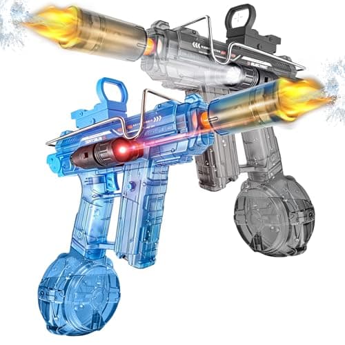 Electric Water Gun 2 Pack for Adults and Kids, Automatic SMG Squirt Watergun with Flashing Muzzle, Long Range Transparent Electric Squirt Gun Blaster Summer Outdoor Beach Pool Party Toy Gift - Image 1