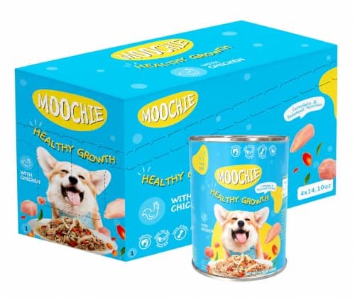 MOOCHIE Healthy Growth Wet Puppy Food - Chicken & Beef Liver - Grain Free - No Artificial Flavors or Preservatives - 4 × 14.10 oz cans - Image 1