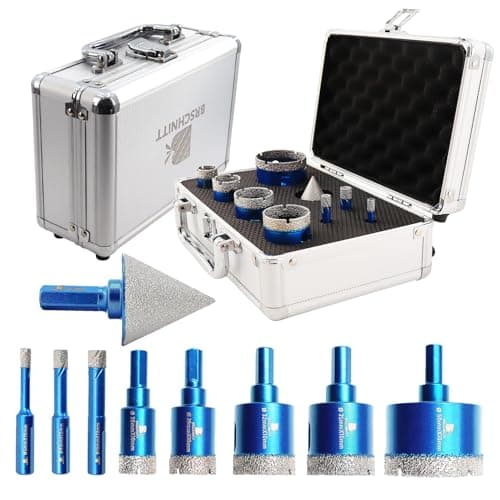 BRSCHNITT Diamond Core Drill Bit Set - 9pcs Hole Saw Kit for Porcelain Tile, Ceramic, Marble, Granite Drilling, 6/8/10/20/25/32/35/50mm Bits & 1 3/8" Chamfer Bit - Image 1