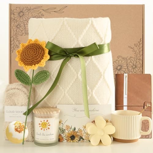 12 Pcs Sending Sunshine Sunflower, Get Well Soon Birthday Gifts Baskets for Women, Best Friend, Mom, Her, Mother in Law, Thinking of You Care Package and Self Care - Image 1