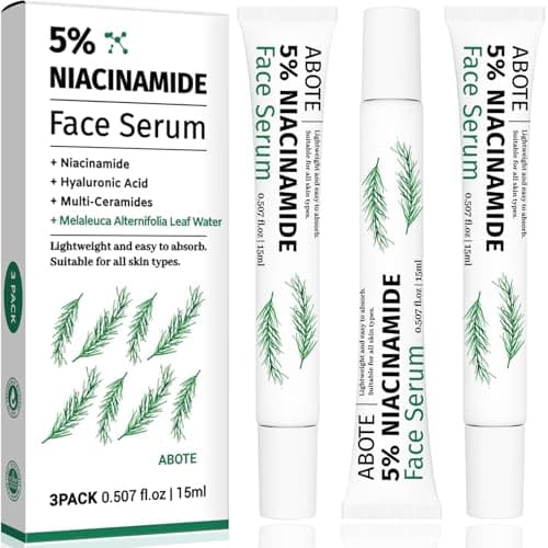 Travel Skincare 5% Niacinamide Serum with 4% Tea Tree Extracts | 1% Ceramide Complex | Deep Hydration | Regulates Sebum | Soothes Skin (3 Pack 0.507 fl.oz | 15ml) - Image 1