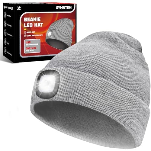 Fathers Day Dad Gifts, Unisex Beanie Hat with Light, Rechargeable Headlamps Cap, Gifts for Men, Hiking, Camping headlamps, Cool Gadget Birthday Gifts for Men, Women, Dad, Father, Boyfriend, Grey - Image 1
