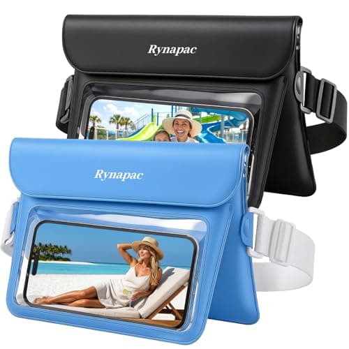 2 Pack Waterproof Fanny Pack for Woman Man, IPX8 Swimming Dry Belt Bag, Passport Wallet Phone Pouch Double Space, Elastic Waistband, Beach Cruise Vocation Essentials 2026 - Image 1