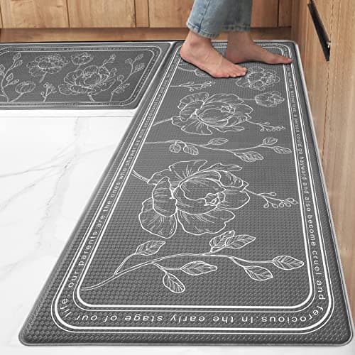 ROTTOGOON Kitchen Floor Mat Set of 2, Cushioned Anti Fatigue Kitchen Mat 20"x32"+20"x59", Non-Slip Waterproof Kitchen Rug, Premium PVC Comfort Kitchen Mats and Rugs for Kitchen, Office, Home, Laundry - Image 1