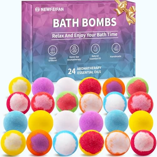 Bath Bombs for Women & Men, Fathers Day Gift for Dad Husband from Wife Daughter, 24-Pack Handmade Natural & Organic Essential Oil Bath Bomb, Home Spa Relaxing Gifts for Wife Girlfriend - Image 1