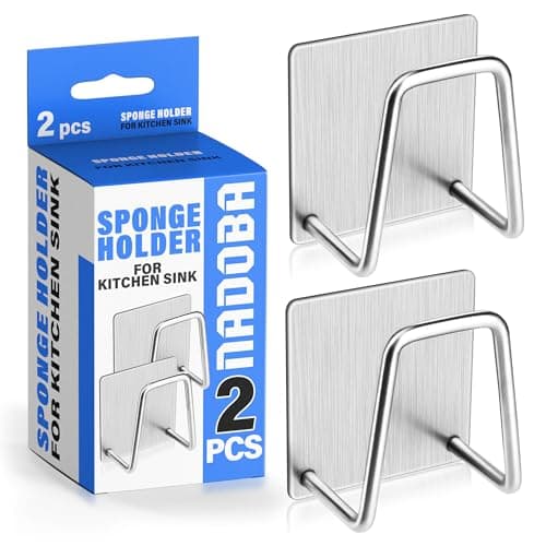 2 Pcs Stainless Steel Sponge Holder for Kitchen Sink - Scrub Holder for Kitchen Sink Sponge Holder Dish Scrubber Holder Kitchen Sponge Holder for Sink - Adhesive Sponge Holder for Kitchen Sink - Image 1
