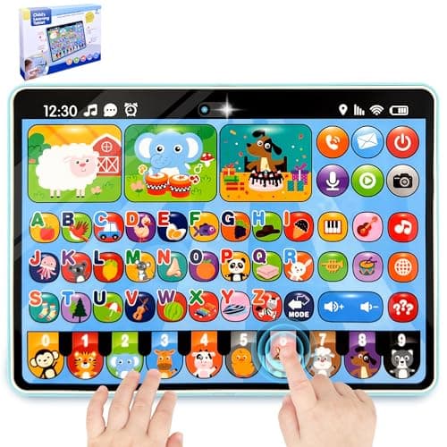 Toddler Learning Tablet Toys, Trilingual Educational Learning Tablet with 26 Keys (English, Spanish & French), Recording & Storytelling Speech Therapy Toys, Baby Tablet Musical Gifts for Toddlers 1-3 - Image 1