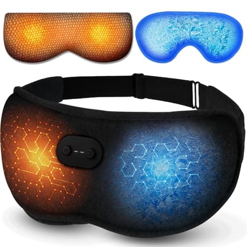 2 in 1 Heated & Cooling Gel Eye Mask - Cooling Eye Mask for Migraine Headaches Relief - Cordless Heated Eye Mask for Dry Eyes 3 Heat Settings Warm Compress for Stye Eye Treatment Washable Pad Cover - Image 1