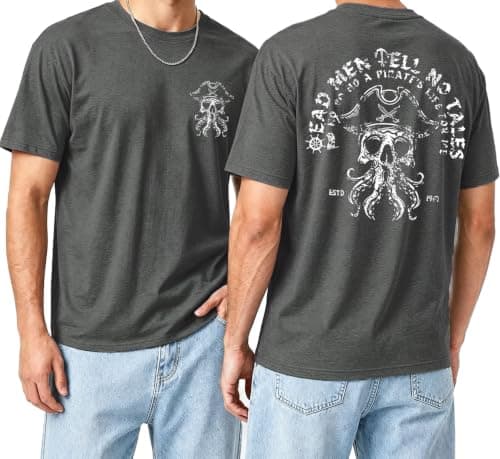 QIXYN Pirate Shirt Couple Matching Shirts Vintage Skeleton Shirt Skull Graphic Tee Family Vacation Short Sleeve Tops - Image 1