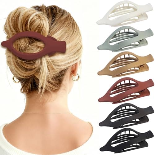 Flat Hair Clip 6 pcs Lay Down Claw Clips Hair Accessories for Women -Basic - Image 1