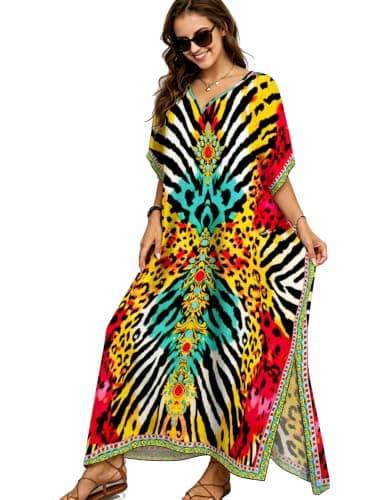 ZIRHYSTA Kaftan Cover Up Dress Women Plus Size Beach Bathing Suit Coverup - Image 1