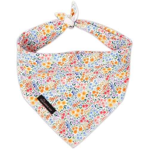 ARING PET Girl Dog Bandana, Spring Summer Daisy Floral Pet Bandana Scarf Triangle Bibs for Puppy Small Medium Large Dogs-L - Image 1