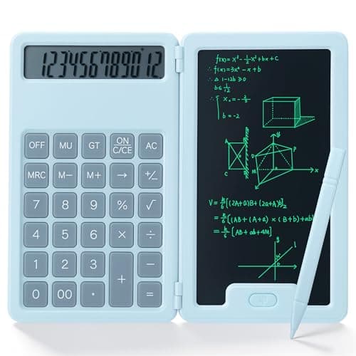 Niodel Desktop Calculator with 6.5" LCD Writing Tablet, 12-Digit Foldable Desktop Calculator with Stylus, Portable Professional Financial Notepad for School, Office & Business(Blue) - Image 1