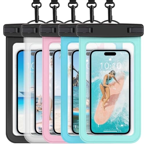 PEORSEFI 5 Pack Waterproof Phone Pouch IP68, Up to 8.3", Multicolor Waterproof Cell Phone Case for iPhone 17 16 15 Pro Max Galaxy S26 Ultra Pixel, Touchscreen Underwater Photography - Image 1