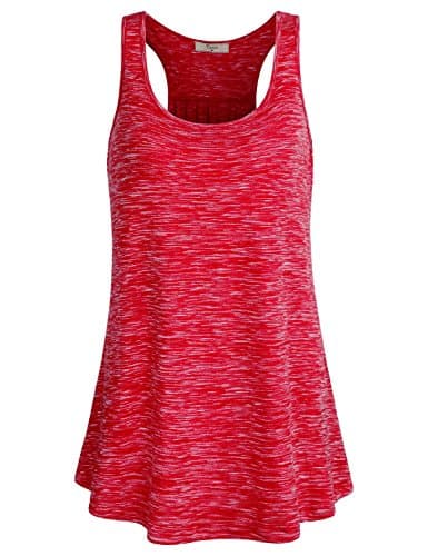 Cestyle Tunic Tank Tops for Women, Girls Gym Clothes Casual Flare Ribbed Racerback Sleeveless Running Shirt for Execrise Red Marble Medium - Image 1